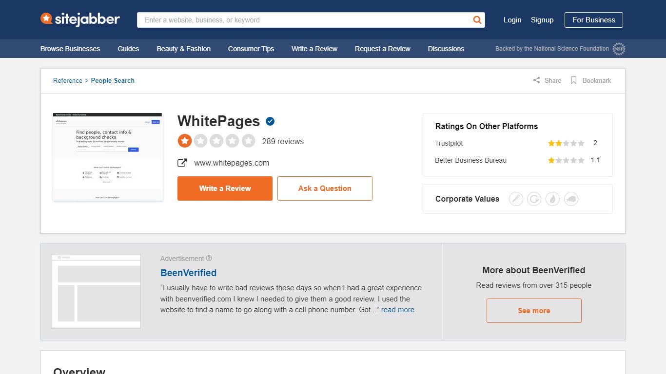289 Reviews of Whitepages.com - Sitejabber